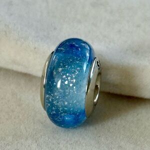 Elegant sparkling Blue Murano Glass Charm fit Pandora bracelets